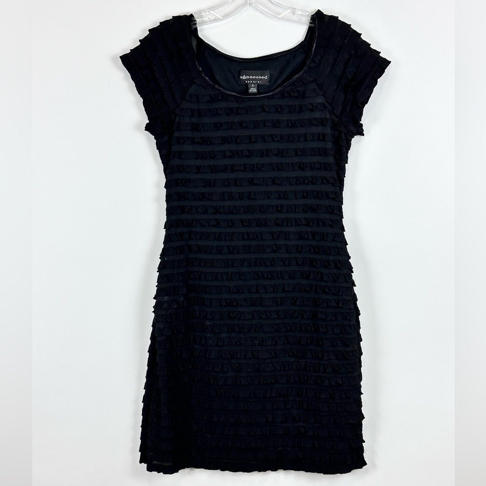 Women's Black Ruffled Mini Dress
